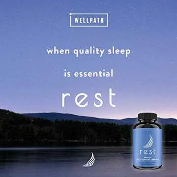 WellPath Rest Valerian Root Sleep Aid for Adults with Melatonin & L-Theanine | Natural & Herbal Sleeping Pills with Extra Strength | | 5-HTP, Lemon Balm, Chamomile, 60 Ct
