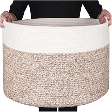 MINTWOOD Extra Large Decorative Blanket Basket - Stylish Storage Solution