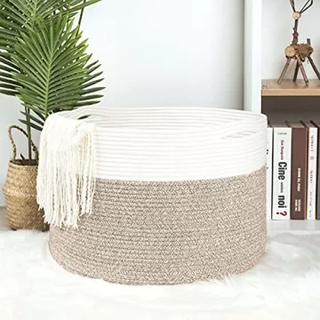 MINTWOOD Extra Large Decorative Blanket Basket Stylish Storage