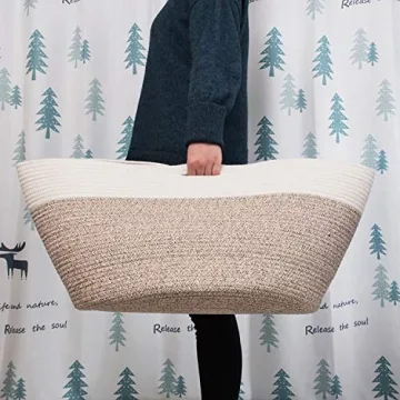 MINTWOOD Extra Large Decorative Blanket Basket Stylish Storage