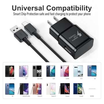 Type C Charger Fast Charging with USB C Cable Cord 6ft Charger Suitable for Samsung Galaxy Phone S10/S10e/S10+/S9/S9+/S8/S8+/S23/S22/S21/S20/Note 20/Note 10/Note 9/S25/s25+/S24/S24+/S24 Ultra Charger