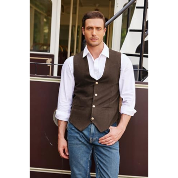 Slim Fit Suede Leather Vest for Men - COOFANDY