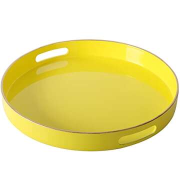 Zosenley Decorative Tray, Round Plastic Tray with Handles, Modern Vanity Tray and Serving Tray for O...