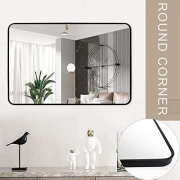 CKCY Black Bathroom Mirror 30x40, Large Mirror 30 x 40 Inch for Wall, Thicken Metal Frame Mirror 40x30 Wall Mounted Decor Mirror 30 by 40 Rectangle Hanging Horizontal or Vertical