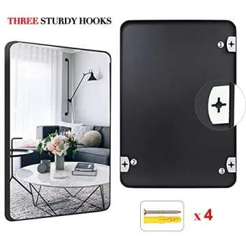 CKCY Black Bathroom Mirror 30x40, Large Mirror 30 x 40 Inch for Wall, Thicken Metal Frame Mirror 40x30 Wall Mounted Decor Mirror 30 by 40 Rectangle Hanging Horizontal or Vertical