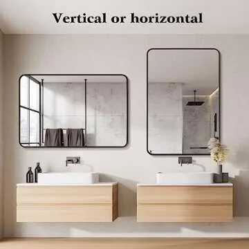 CKCY Black Bathroom Mirror 30x40, Large Mirror 30 x 40 Inch for Wall, Thicken Metal Frame Mirror 40x30 Wall Mounted Decor Mirror 30 by 40 Rectangle Hanging Horizontal or Vertical