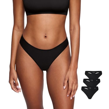 SOULVOR Magneticfit Thongs Women - Stretch Sexy Comfort Tagless 3 Pack Black