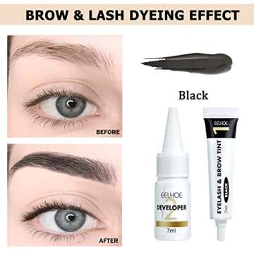 2 in 1 Eyebrow and Eyelash Black Color Kit 65g, Instant Brow & Lash Black Color Makeup, Darker & Ful...