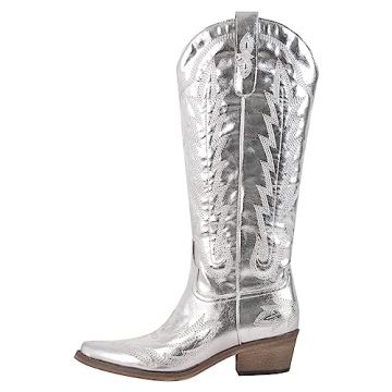 Yolkomo Cowgirl Boots - Stylish Wide Calf Embroidered Comfort