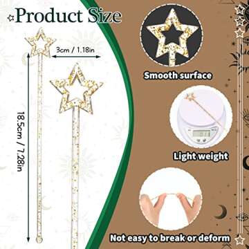 Zubebe 240 Pcs Gold Glitter Cocktail Swizzle Sticks with Star Top and Mixing Head for Parties