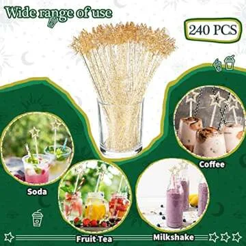 Gold Glitter Swizzle Sticks - 240 Pcs for All Occasions