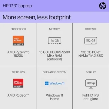 HP Laptop 17.3" Ryzen 5, 16GB RAM, FHD - Windows 11