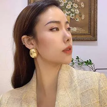 Tear Drop Earrings Dupes for Women, Chunky Gold Hoop Earrings Dangle Water Drop Hypoallergenic Earring Trending Oversized Statement Style 14K Gold Plated Earrings Fashion Jewelry (Gold)