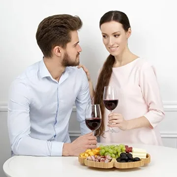 Boodboo Bamboo Food Tray – All-Natural Vegan Friendly Wooden Serving Tray – 360-Degree Rotating Party Tray – Perfect for Parties, Holidays, Family Dinners, and More – 12 Inches