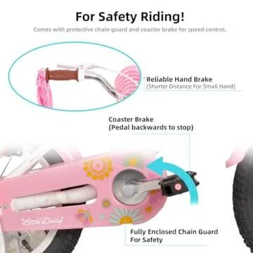 JOYSTAR 12 Inch Kids Bike Little Daisy Girls Bike with Training Wheels Doll Bike Seat Basket & Streamers Princess Kids Bicycle for Girls Toddler of 2-4 Years Toddler Bikes White