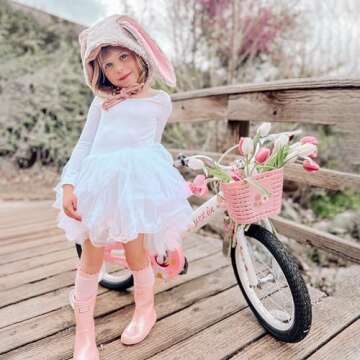 JOYSTAR 12 Inch Kids Bike Little Daisy Girls Bike with Training Wheels Doll Bike Seat Basket & Streamers Princess Kids Bicycle for Girls Toddler of 2-4 Years Toddler Bikes White