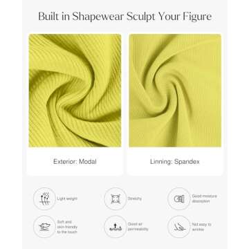 Popilush Shapewear Dress Womens Summer Long Dresses Built-in Bra Slip Bodycon Maxi Dress with Adjustable Straps Yellow