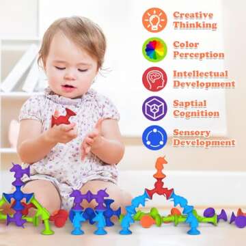 Tidolela Unicorn Suction Cup Bath Toys for Kids 3-5