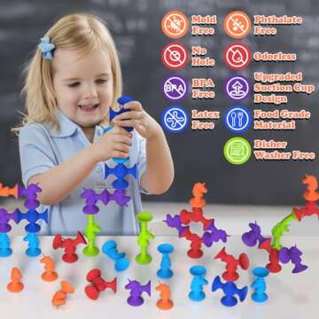 Tidolela Unicorn Suction Cup Bath Toys for Kids 3-5