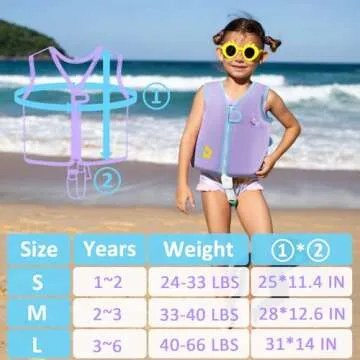 Pottwal Swim Vest for Kids - Swim Jacket for 3-6 Years (40-66LBS) - Buoyancy Aid Made of Neoprene & EPE - with Adjustable Crotch Strap - Purple