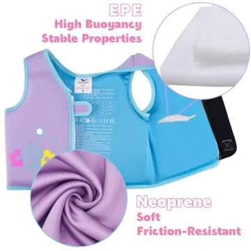Pottwal Swim Vest for Kids - Swim Jacket for 3-6 Years (40-66LBS) - Buoyancy Aid Made of Neoprene & EPE - with Adjustable Crotch Strap - Purple