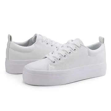 JABASIC Women's Lace Up Platform Sneakers for All-Day Comfort