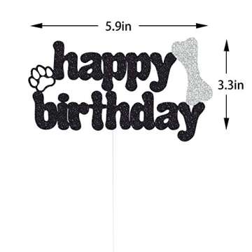 Happy Birthday Cake Topper for Dog Birthday Party Decorations, Pet Puppy Theme Party, Paw Print and ...