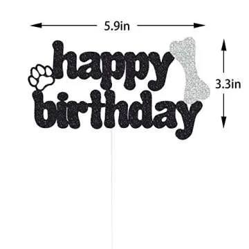 Happy Birthday Cake Topper for Dog Birthday Party Decorations, Pet Puppy Theme Party, Paw Print and ...