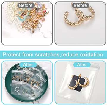 Sureio 200 Pcs Anti Tarnish Strips and Jewelry Bags Set