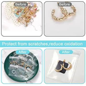 Sureio 200 Pcs Anti Tarnish Strips and Jewelry Bags Set