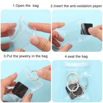 Sureio 200 Pcs Anti Tarnish Strips and Jewelry Bags Set