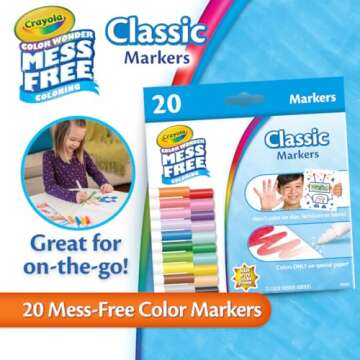 Crayola Color Wonder Marker Refill Set (20ct), Mess Free Broad Line Markers for Toddlers, Mess Free Coloring for Kids, Toddler Gifts