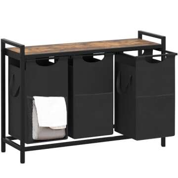 Heybly Laundry Hampers, 3 × 12.5 Gal Laundry Basket with Large Desktop Sorter for Laundry Room orga...