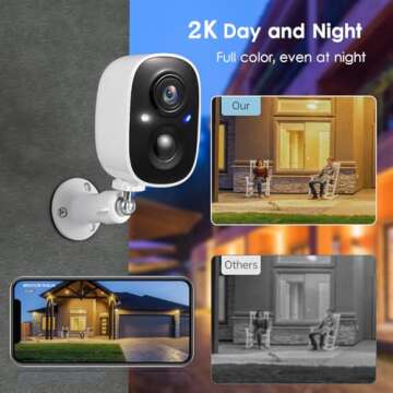 GMK Security Cameras Wireless Outdoor, 2K Color Night Vision AI Motion Detection 2-Way Talk Battery ...
