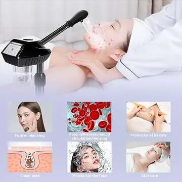 Retain time Facial Steamer, Face Steamer on on Wheels with More Steam, Adjustable Height for Face Steamer Suitable for Personal Home and Professional Personal Care Places，Moisturizing and Hydrating.