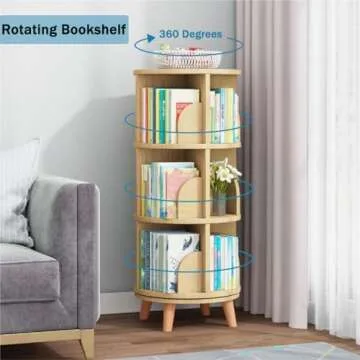 Gdrasuya10 3 Tier Rotating Bookshelf for Kids
