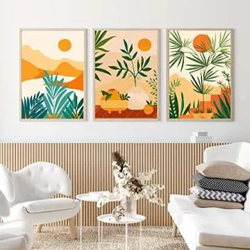 cupmod 6 Packs Paint by Number Kits for Adults Beginners,Easy Acrylic Boho Paint by Number,DIY Watercolor Paint by Numbers Kits on Canvas Without Frame for Home Wall Decor 7.8x11.8inch