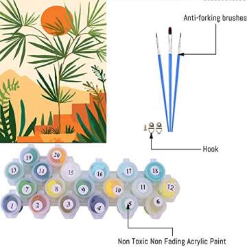 cupmod 6 Packs Paint by Number Kits for Adults Beginners,Easy Acrylic Boho Paint by Number,DIY Watercolor Paint by Numbers Kits on Canvas Without Frame for Home Wall Decor 7.8x11.8inch