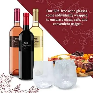 12oz Disposable Wine Glasses - Crystal Clear & Shatterproof