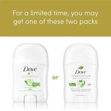 Dove Advanced Care Antiperspirant Deodorant Stick Cool Essentials for helping your skin barrier repair after shaving 72 hour odor control and all-day sweat protection with ProCeramide Technology 0.5oz
