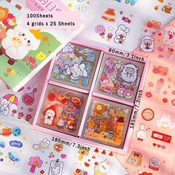 Kawaii Cartoon Rabbit Bear Stickers - 800 PCS PVC Stickers
