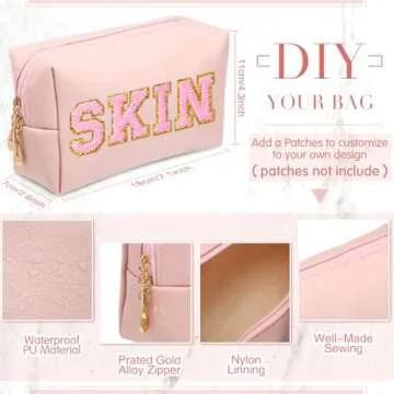 Sanwuta 9 Pcs Preppy Makeup Bag PU Leather Cosmetic Bag Makeup Pouch Plain Cosmetic Pouch Waterproof Toiletry Bags for Traveling Preppy Travel Purse Cosmetic Organizer(Macaron Colors)