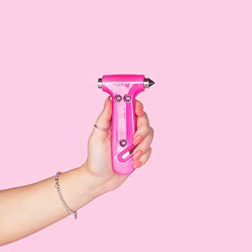 Window Breaker and Seatbelt Cutter – Women’s Auto Emergency Vehicle Escape Hammer / Seat Belt Cutter the Glammer Hammer – Effective & Fashionable in Pink