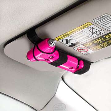 Window Breaker and Seatbelt Cutter – Women’s Auto Emergency Vehicle Escape Hammer / Seat Belt Cutter the Glammer Hammer – Effective & Fashionable in Pink