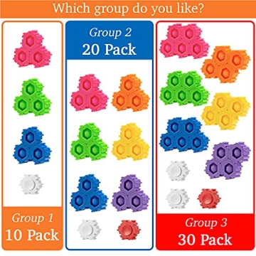 20 Pcs Popits Building Blocks, Bubble Popper Blocks, Sensory Toys for Kids That You Can Pop, Build, and Spin, PopIts Fidget Toys for Kids, Great as Fidget Party Favors and Goodie Bag Fillers