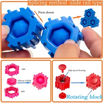 20 Pcs Popits Building Blocks, Bubble Popper Blocks, Sensory Toys for Kids That You Can Pop, Build, and Spin, PopIts Fidget Toys for Kids, Great as Fidget Party Favors and Goodie Bag Fillers