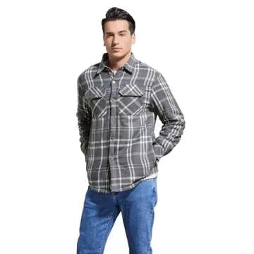 Puwasa Men's Sherpa Lined Flannel Jacket for Cozy Stay Warmth
