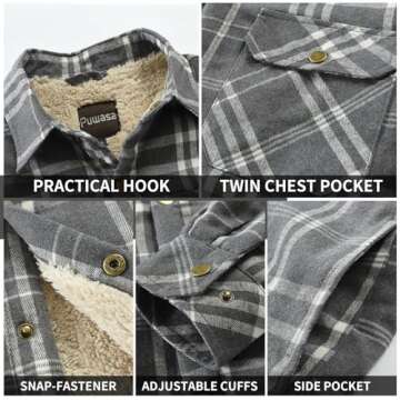 Puwasa Men's Sherpa Lined Flannel Jacket for Cozy Stay Warmth