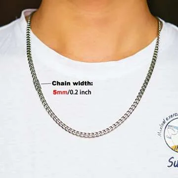 Sunling Cuban Chain Necklace - Stainless Steel, Unisex Style
