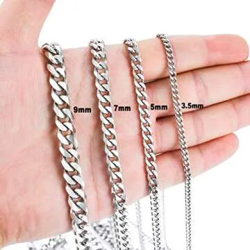 Sunling Cuban Chain Necklace - Stainless Steel, Unisex Style
